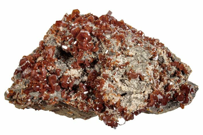 Deep Red Sparkling Vanadinite Crystal Cluster - Morocco #274876